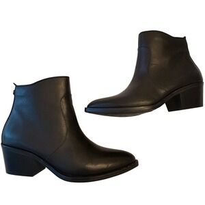 Patricia Nash Size 9M Suzanna Black Leather Pointed Toe Ankle Boots Studded